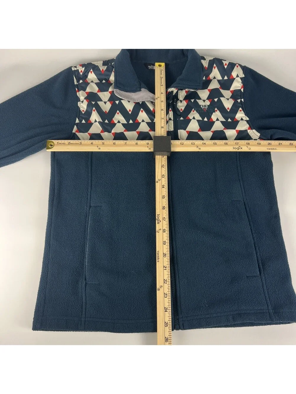 The North Face Jacket Blue Geo Print 300 Tundra Fleece Full Zip Fleece- Men's S